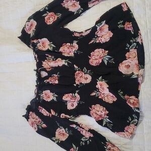 Plus Size Floral No Boundaries Top Peasant Blouse 2x Off Shoulder